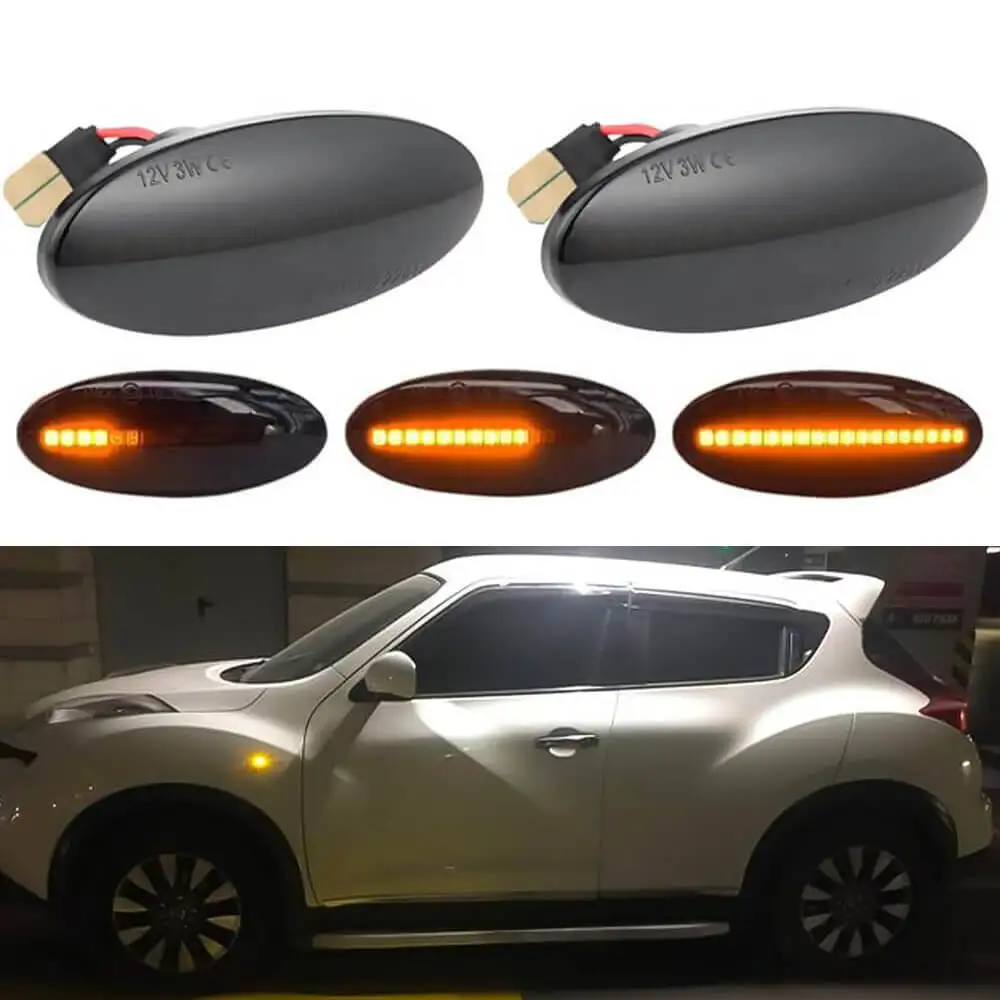LED Dynamic Side Marker Light Turn Signal Repeater Lamp For Nissan Qashqai J10 X-trail T31 Cube Juke Leaf Micra K13 Note E11