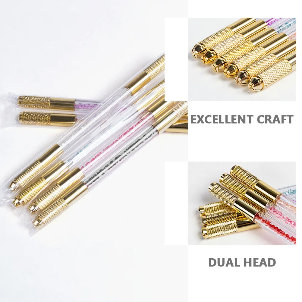 

2Pcs Rhinestone Dual-Ended Microblading Pen Tool Precision Eyebrow Shaping Permanent Tattoo Marker for Home