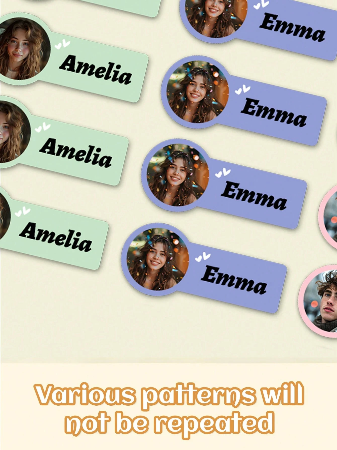 60-240PCs Custom Photo Name Stickers,4*1.8CM Personalized Markers For Special Items,Customized Name Photo Label,Waterproof Vinyl