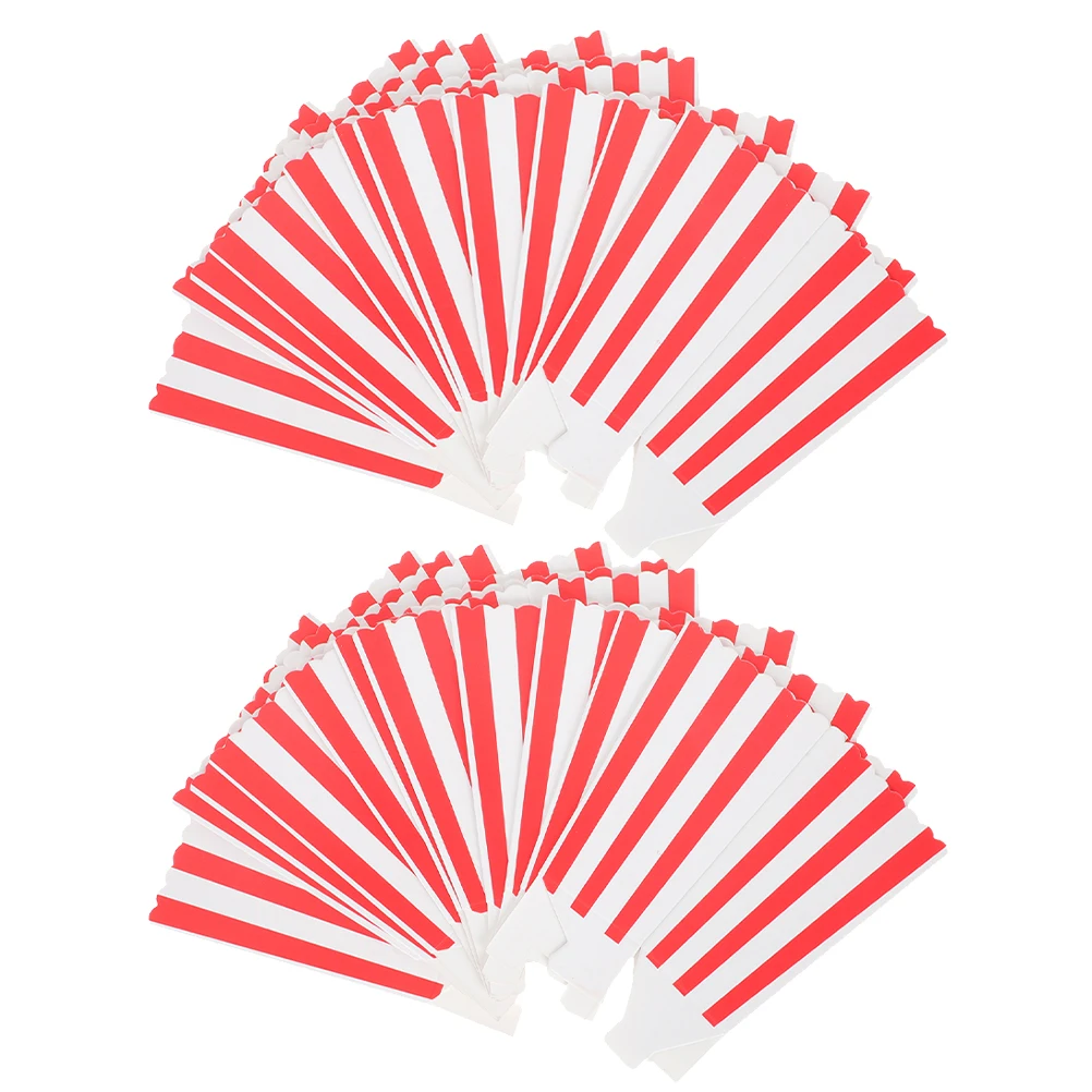 

50pcs Popcorn Bucket Boxes Movie Night Party Supplies Red White Striped Design Disposable Containers Tub Small