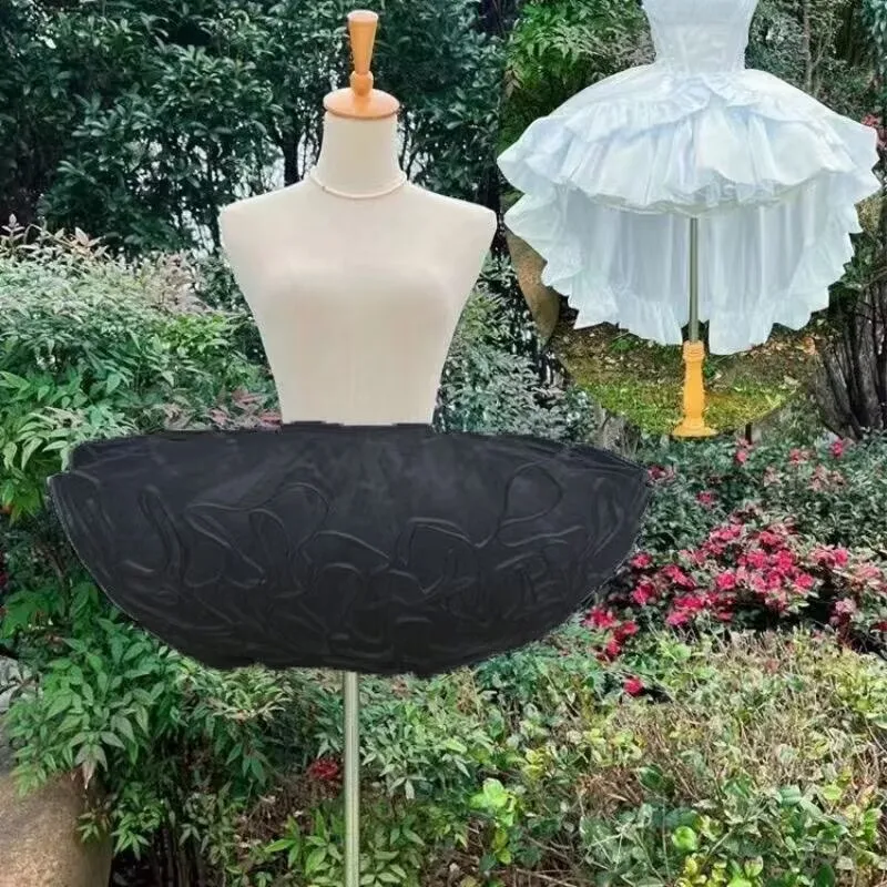 Super Flauschiger 30CM Knochenloser Lolita Petticoat Wolken-Tutu-Rock Enten-Po-Puffrock Weicher Gaze-Unterrock für Party & Cosplay