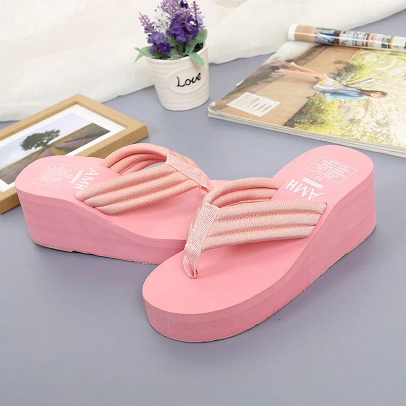 Women Slippers Casual New Bohemia Floral Beach Sandals Wedge Platform Thongs Slippers Flip Flops Flip Flop Female Shoes