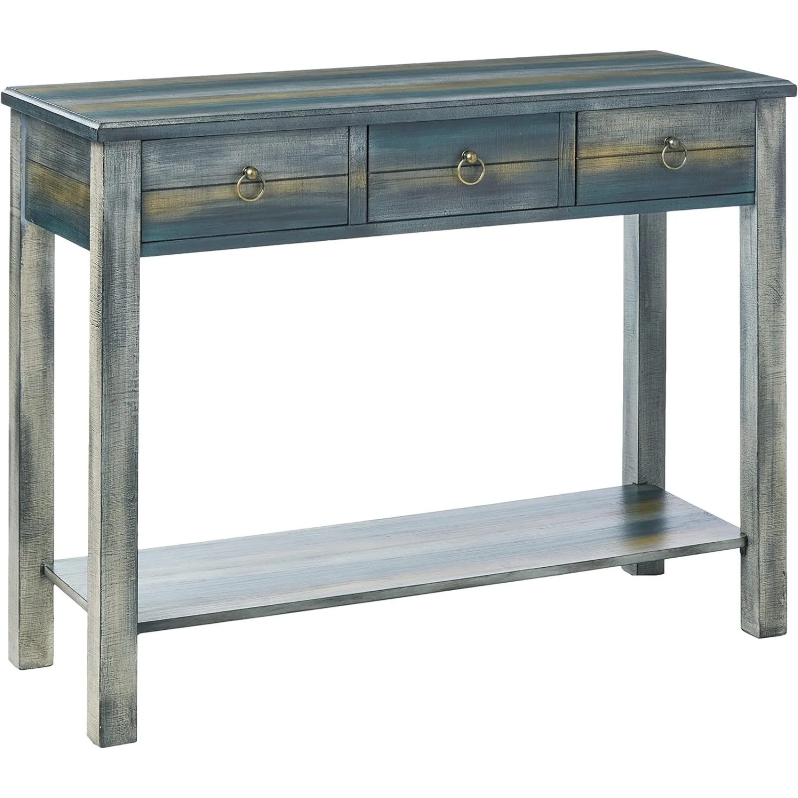 

US Glancio Console Table in Antique White and Teal