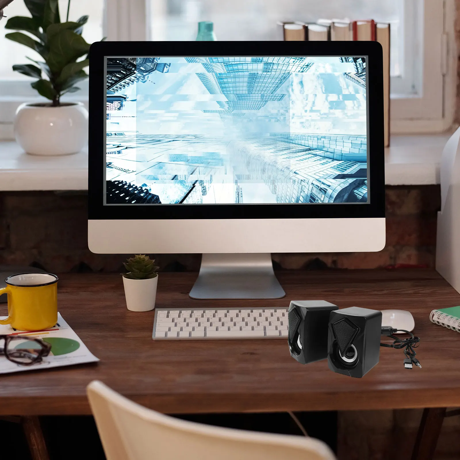

2Pcs Multimedia Desktop Speakers Rgb LED Backlit Mini Laptop Computer External Gaming Subwoofer Sound Gaming Speaker