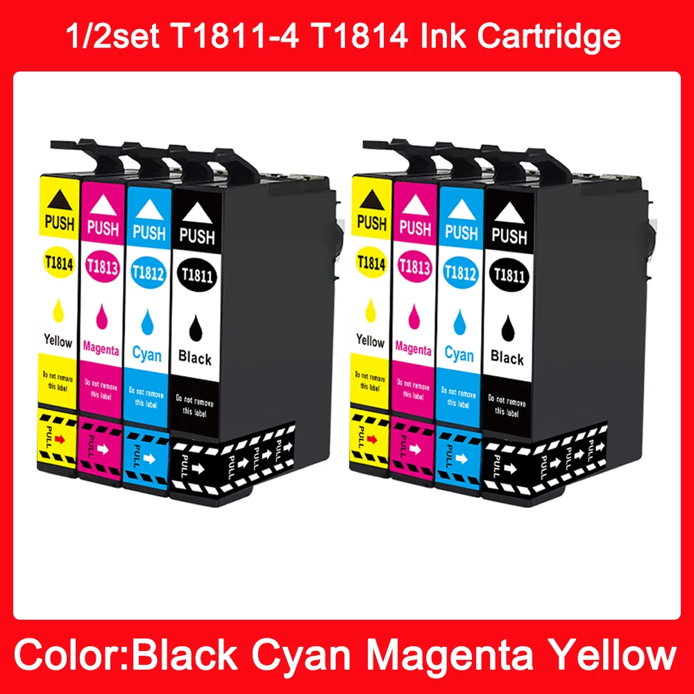 1/2set T1811-4 T1814 Ink Cartridge For Epson Expression Home XP30 XP102 XP202 XP205 XP305 XP405 XP225 XP322 XP325 XP422 XP425