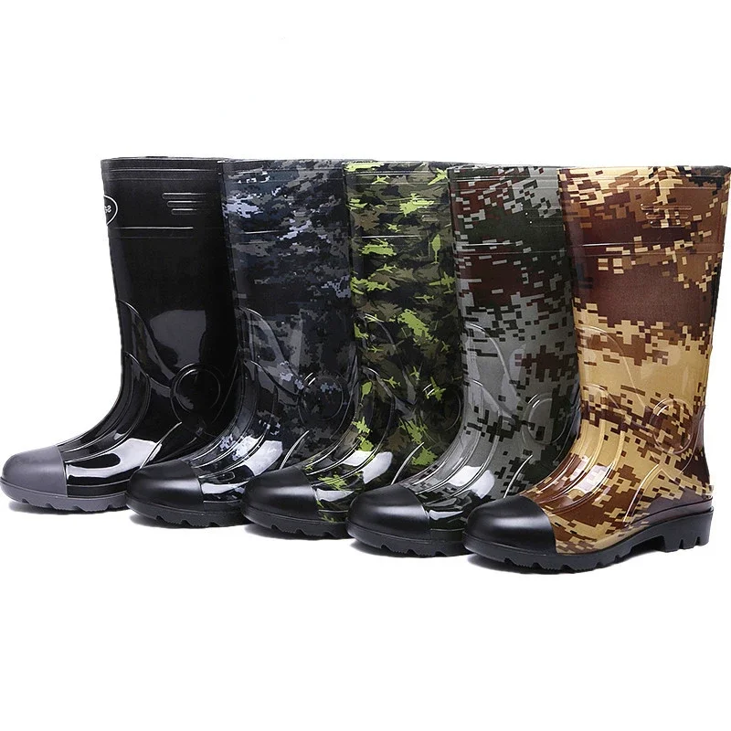Rain Shoes Men's High Tube Fishing Boots Mining Camouflage Rain Boots Long Tube Rubber Shoes Anti Slip Waterproof Shoes image 6