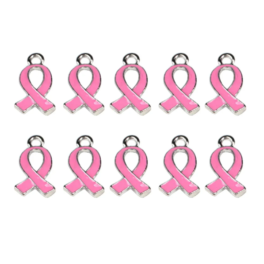 

20 Pcs Charm Necklace Necklaces for Women Findings Pendants Pink Ribbon DIY Miss