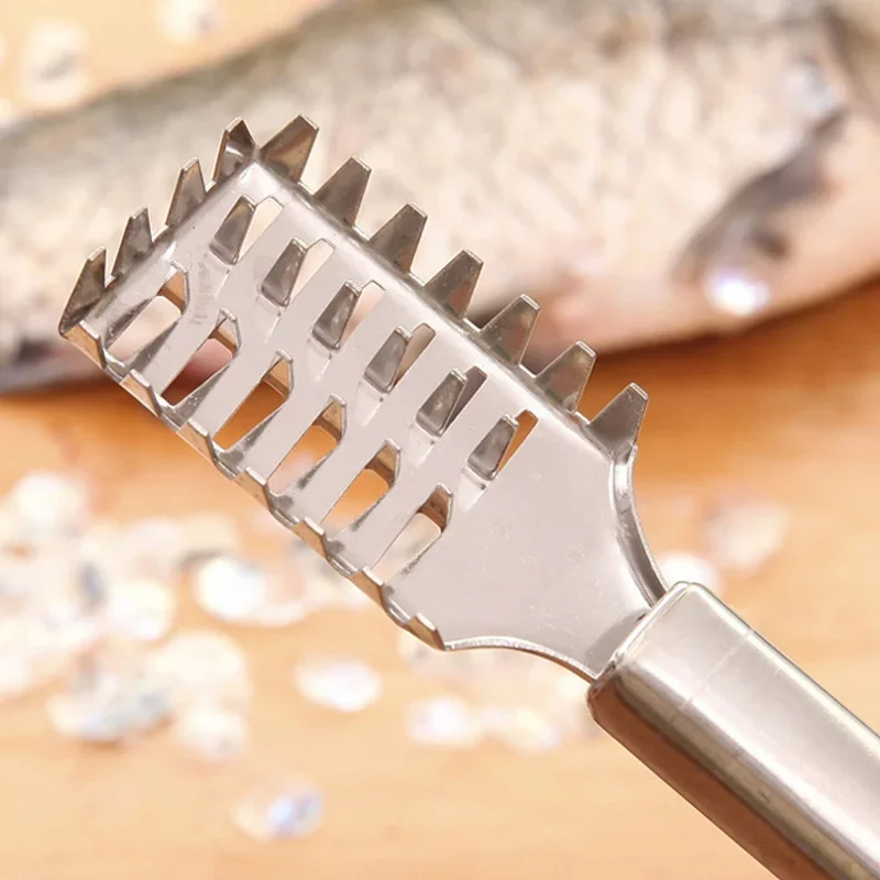 JOOYOO 1PC Edelstahl Zweireihig Fischschuppen Hobel Mehrzweck Fischschaber Entkalker Messer Fisch Pinsel Werkzeug – Detail 4
