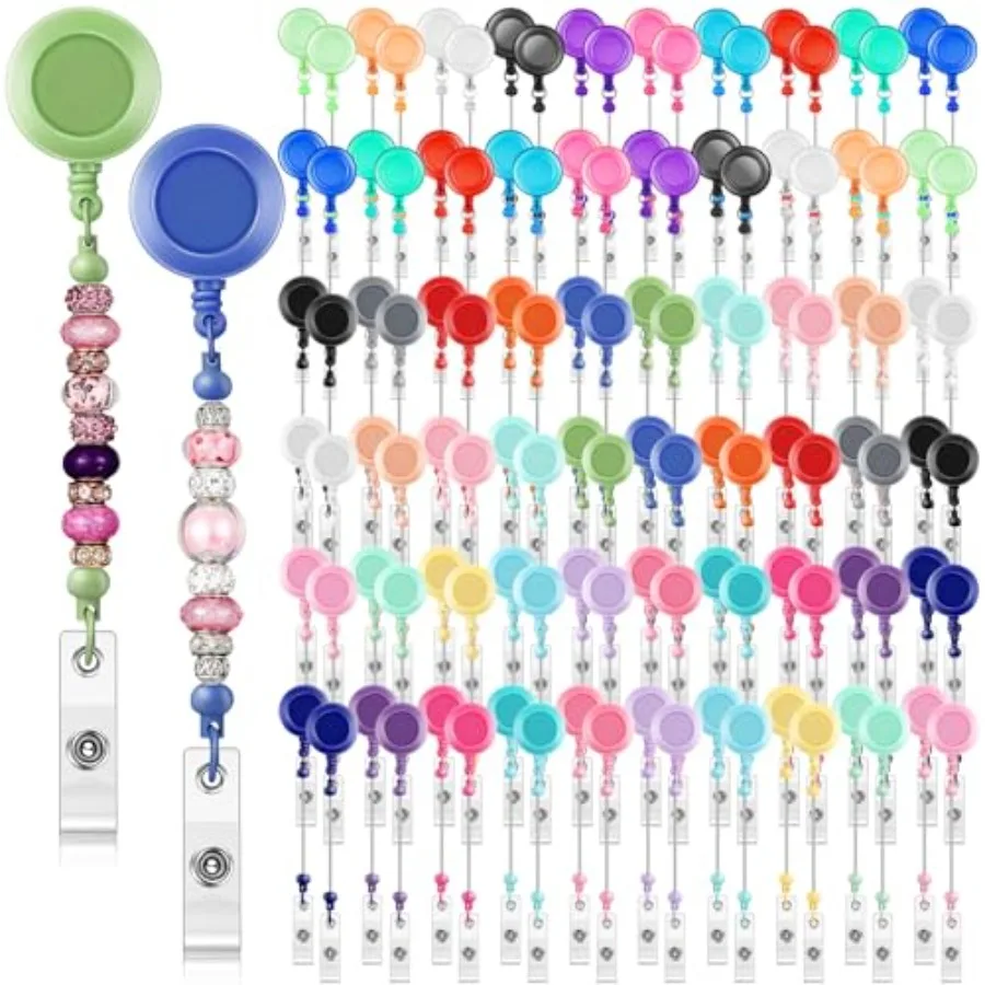 

Sayglossy 100 шт. выдвижных держателей для бейджей с клипсами для бусин, пустые заготовки для именных бейджей с клипсой для ремня, оптом