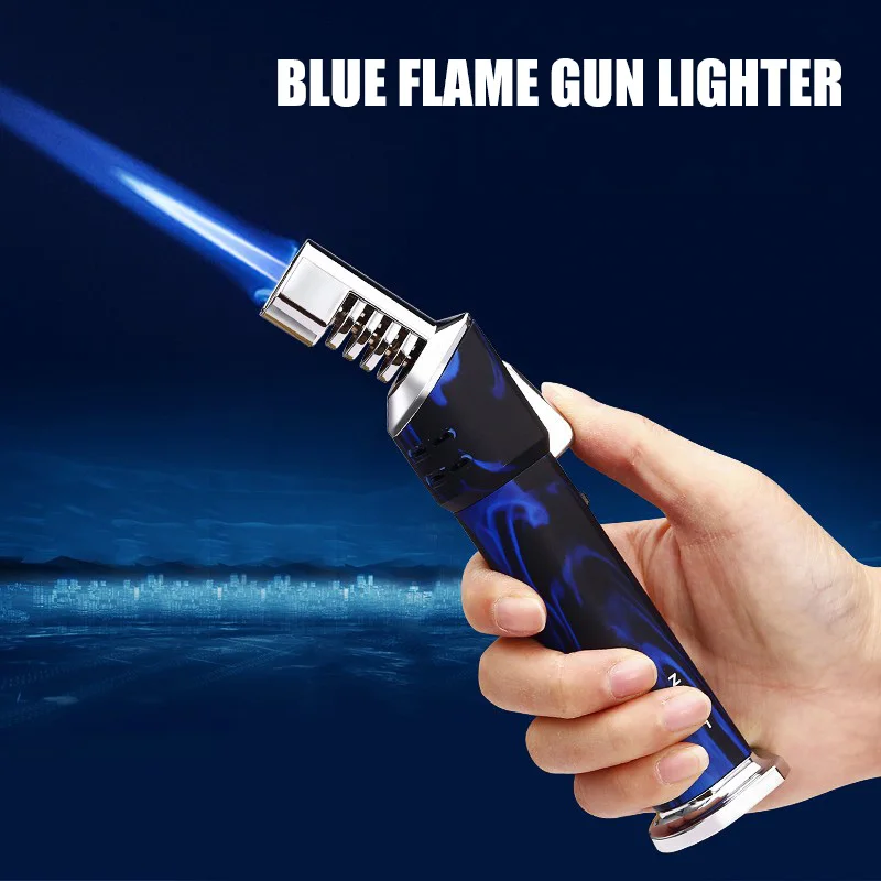 JOBON Blue Flame Gun Lighter Flame Lock Switch Design Adjustable Flame Size Recyclable Inflatable Camping Ignition Tool