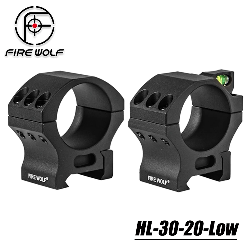

FIRE WOLF 2PCS 25.4/30mm Scope Rings with Built-in Bubble Level Low Profile 20mm Dovetail Rail Mount
