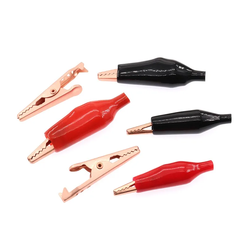 500pcs/lot Copper Alligator Clip Test Clip Experimental Clip 44MM 35MM 28MM Large Medium Small Size with Red Black Tube