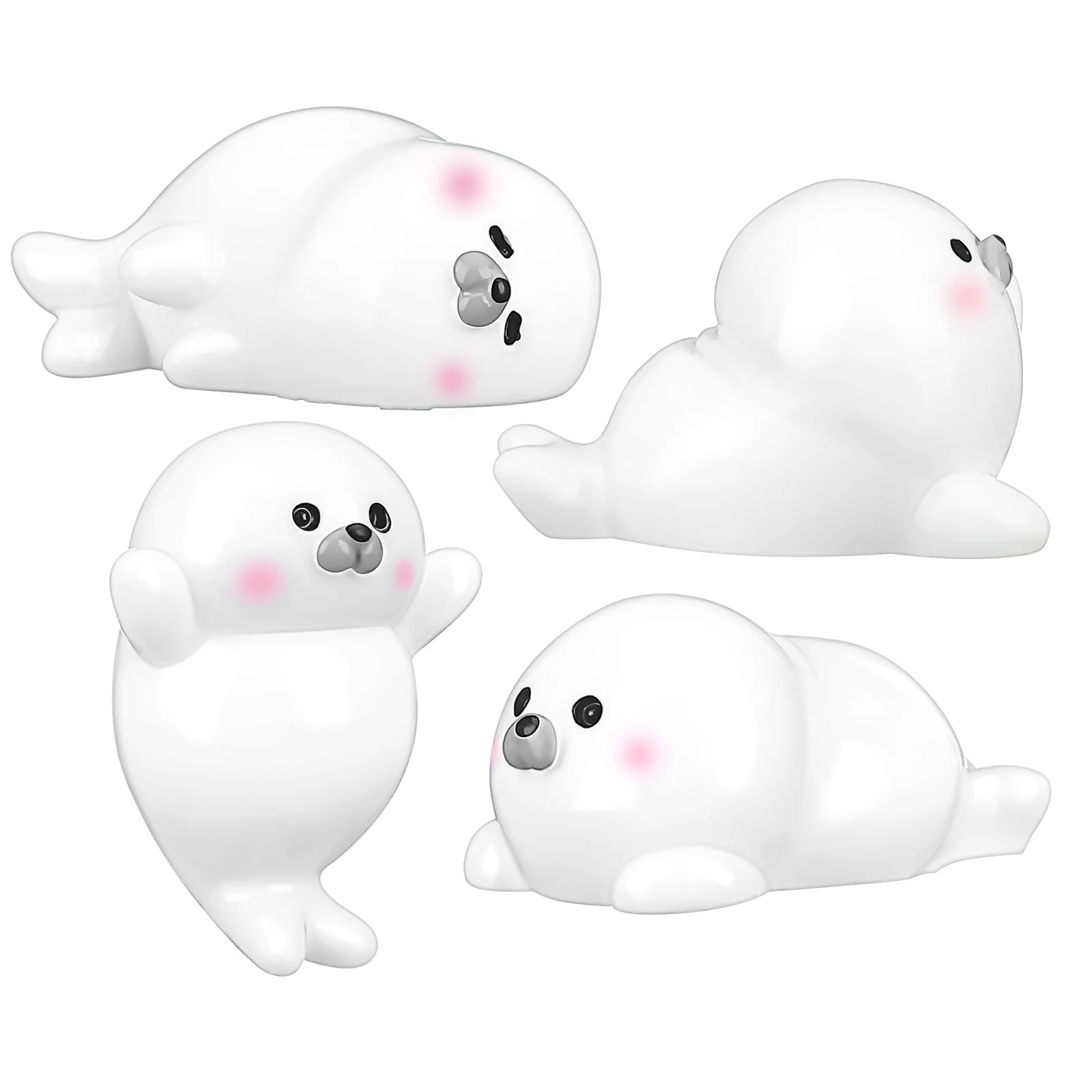 

4Pcs Mini Seal Ornaments Cute Resin Micro Landscape Sea Animal Decor Small Marine Figures Office Bookshelf Tiny Animal Figurines