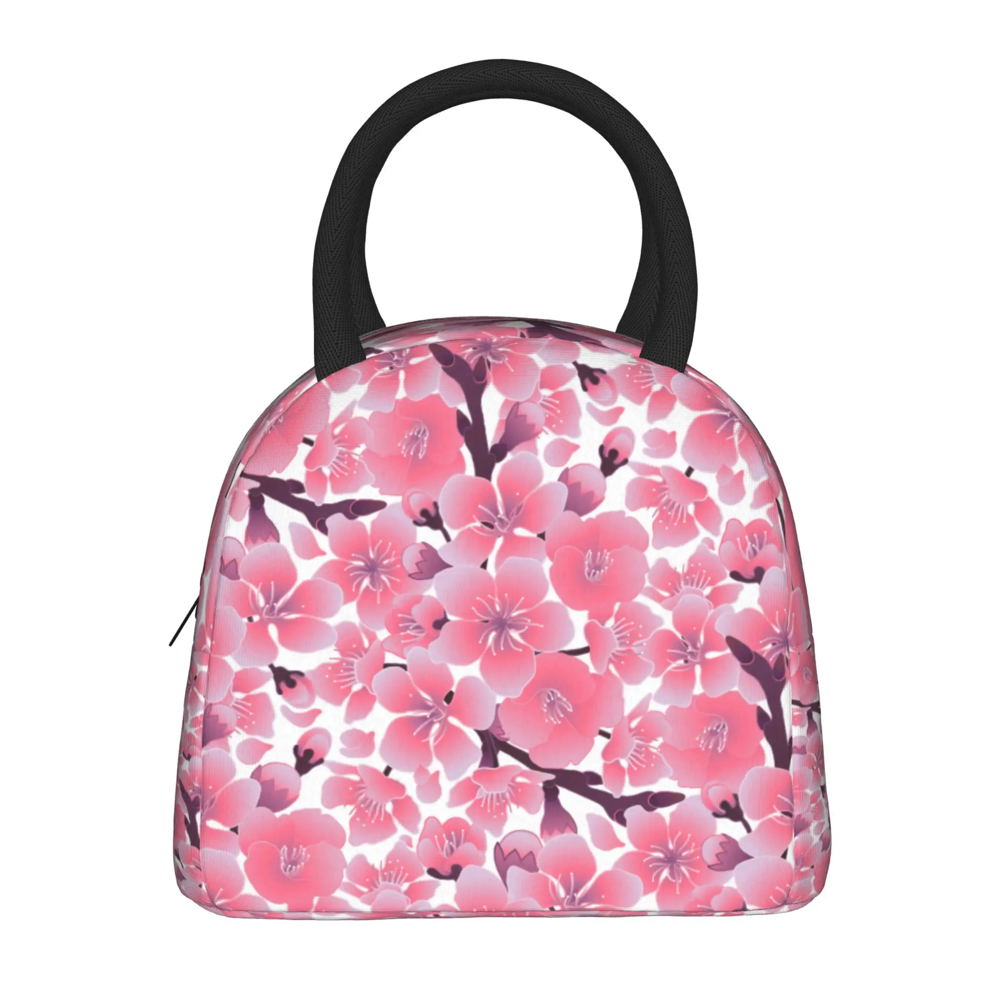 Japanese Sakura Cherry Blossom  Insulated Lunch Bag Cooler Bag Meal Container  Large Tote Lunch Box Girl Boy Work  Travel