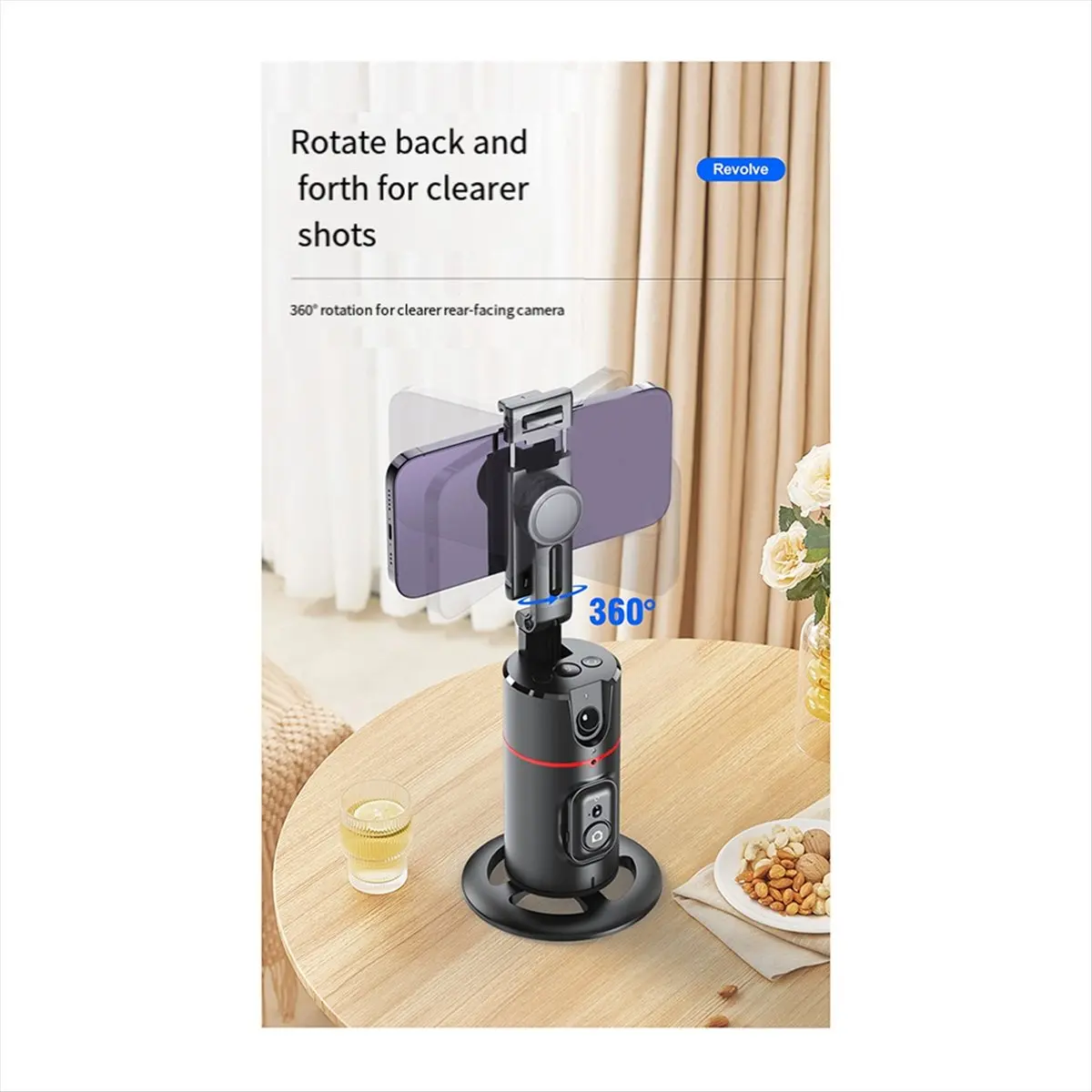 P02 360° Gimbal Stabilizer Desktop AI Automatic Tracking Gimbal with Remote for Smartphone Stabilizer-A23U
