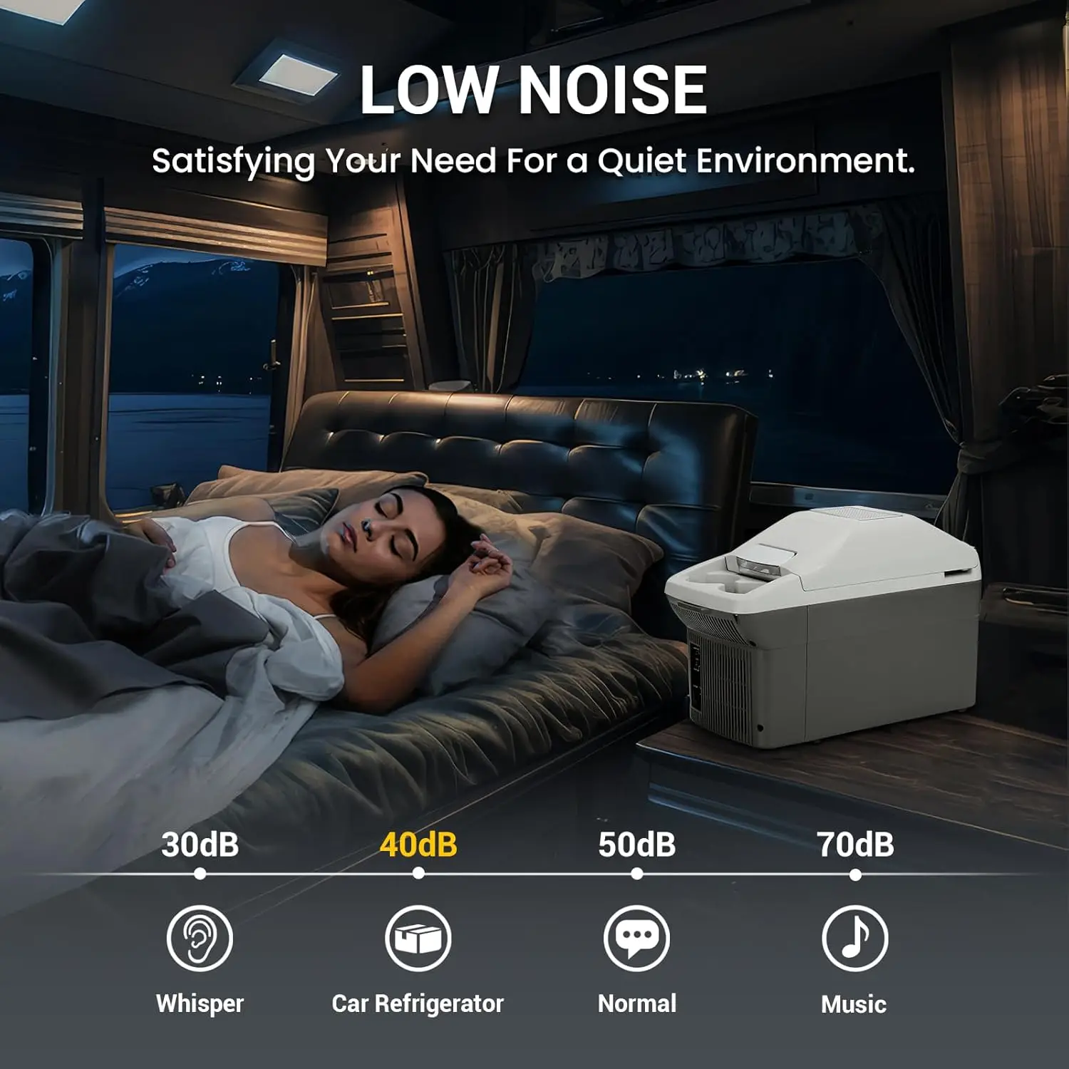 ثلاجة سيارة 12 فولت 8 كوارت، 40 ° F ~ 140 ° مبرد محمول F، DC/AC للسيارة، RV، التخييم (رمادي)