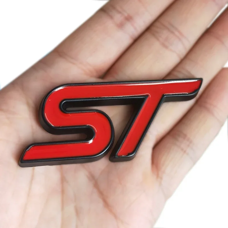 Metal Red Blue ST Front Grille Sticker Car Head Grill Emblem Badge Chrome Sticker for FORD FIESTA FOCUS MONDEO Auto Car Styling