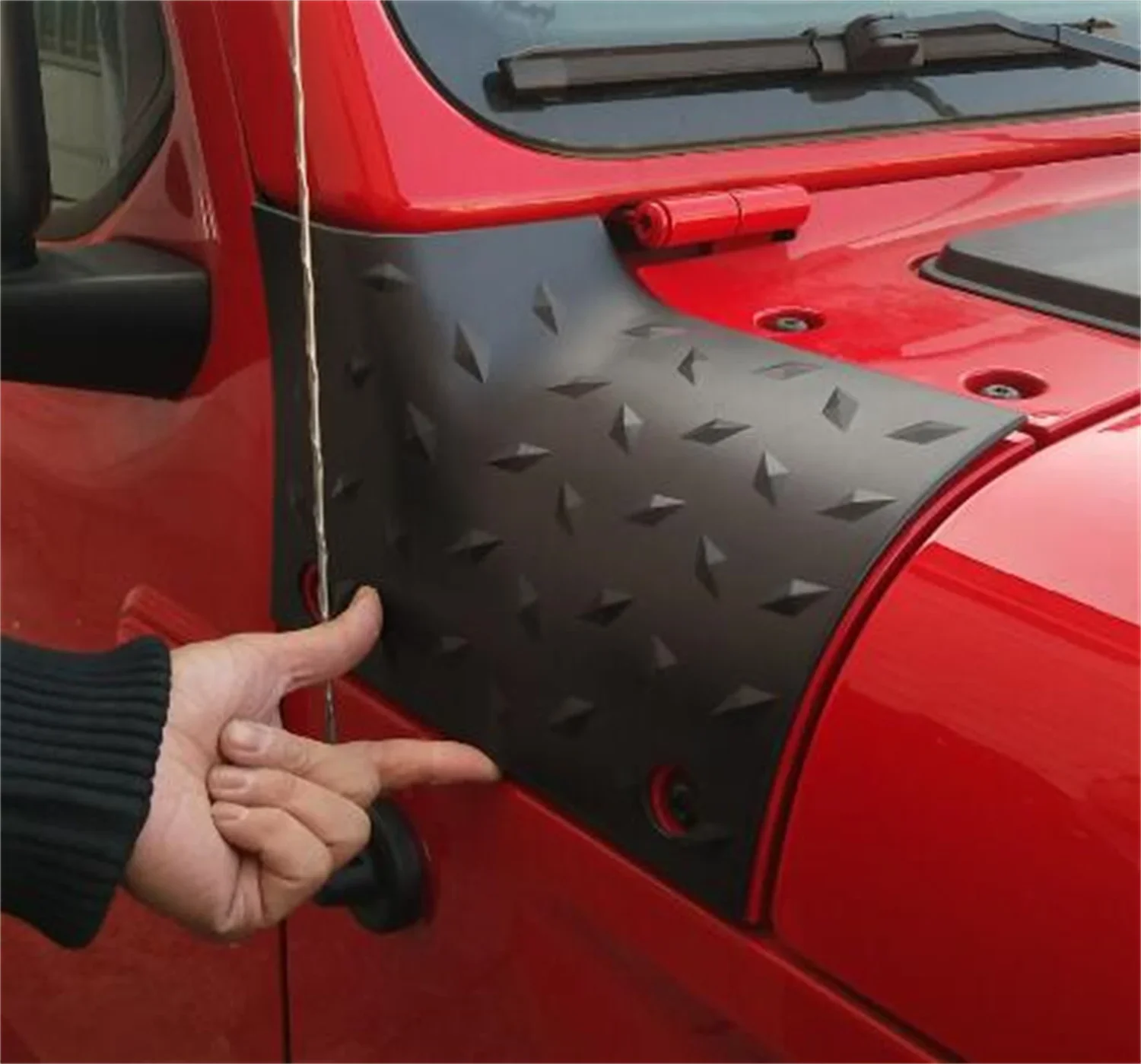SXMA JL1056 Cowl Body Armor Outer Engine Hood Cowling Cover Protector For Jeep Wrangler JL 18+ Black Abs 2pcs