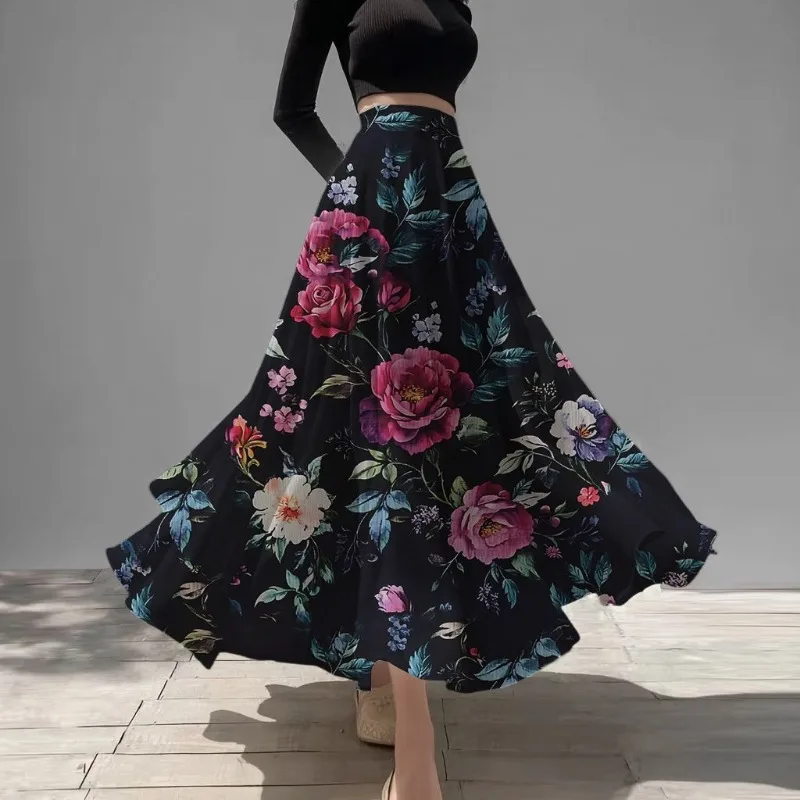 Women's Skirts Niche Specialty Fancy Skirts Versatile Bot Large Swings Fashionable Floral Skirts