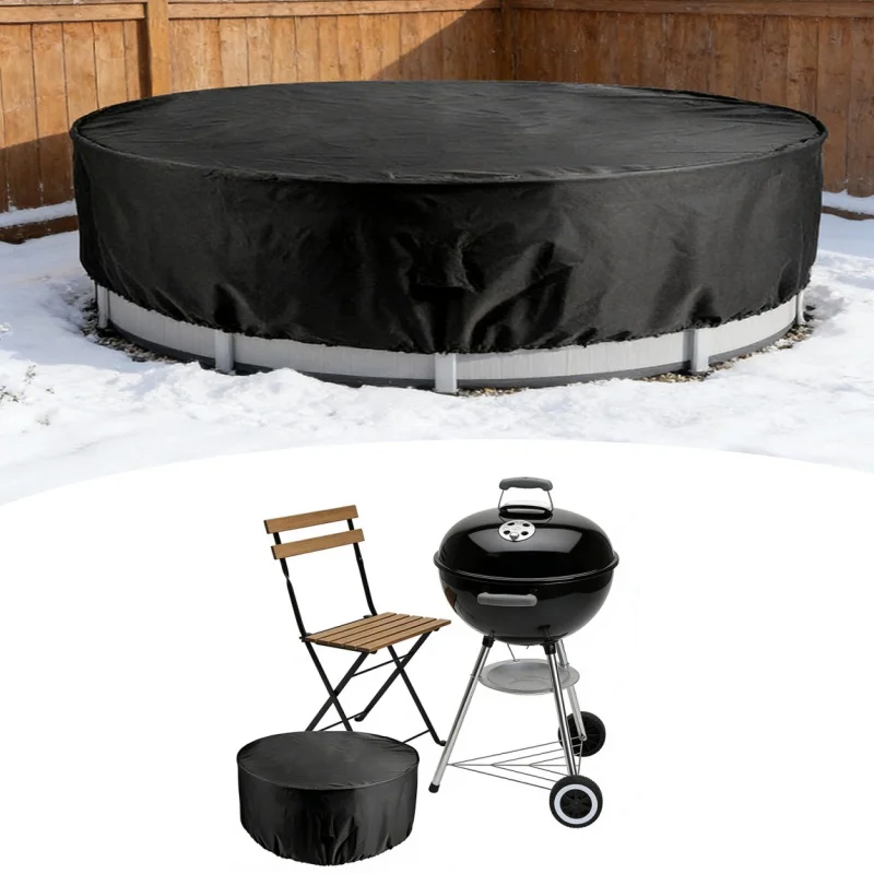 Circular Oxford Cloth Furniture Protective Cover Fountain Pool Dust Cover Insulation Cover for Outdoor Insulation Box