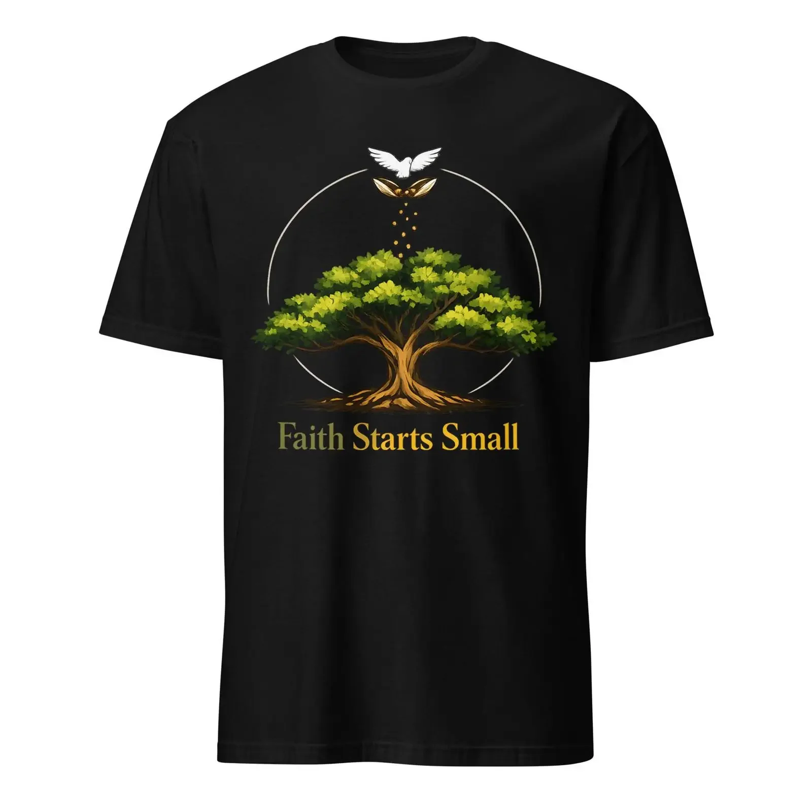 Faith Starts Small Mustard Seed T Shirt Christian Bible Verse for Men and Women Inspirational Scripture  vintage Washed