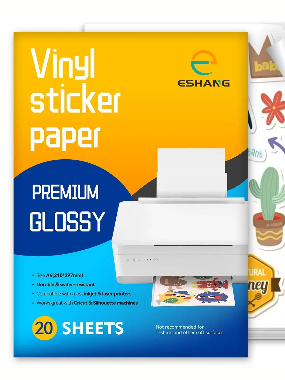 10/20 Vellen A4 Glanzend Wit Vinyl Stickerpapier voor Inkjet Printer 8,3×11,7 inch Zelfklevend Scheurbestendig Etiketpapier - afbeelding 2