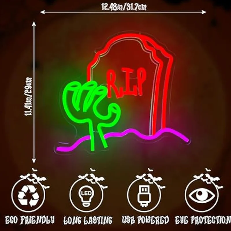 هالوين الرعب R.I.P النيون قابل للتعديل LED ضوء النيون للحزب ديكور غرفة نوم غرفة المعيشة هالوين ديكور علامة مميزة الأيدي L