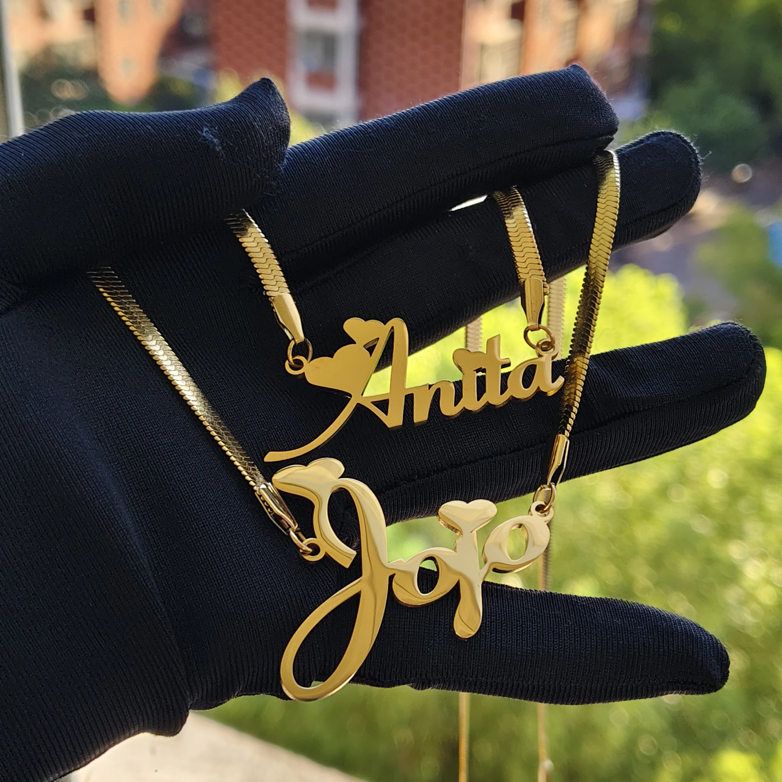 สร้อยคอแบบโซ่งูสลักชื่อตามสั่งขายส่ง DHQH สร้อยคอโซ่งูแบบตัวอักษรส่วนบุคคล ของขวัญคริสต์มาส/วันเกิด ลดราคาจากโรงงาน