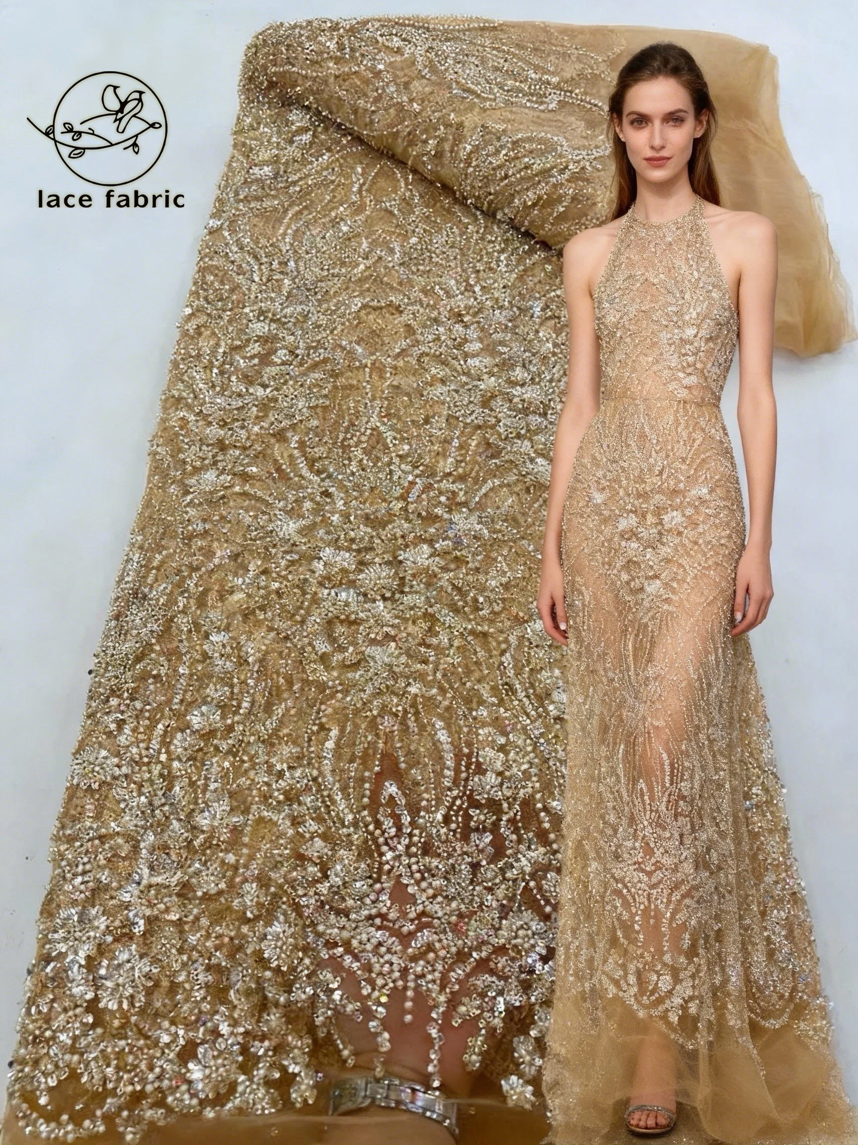 

New Listing African Lace Fabric New 2026 High Quality Sequins French Beaded Tulle Laces For Nigeria Party Wedding Dresses Sewing