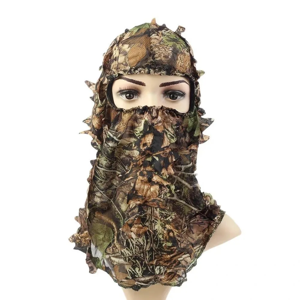 Realistic Pattern Leafy Face Mask Maple Leafy 3D Full Face Hat Lightweight Breathable Mesh Hunting Headgear Outdoor Hunting