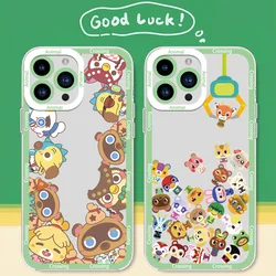 Game A-Animal C-Crossing Phone Case for iPhone 12 11 13 14 15 16 Max Pro Plus Transparent Bezel Shell
