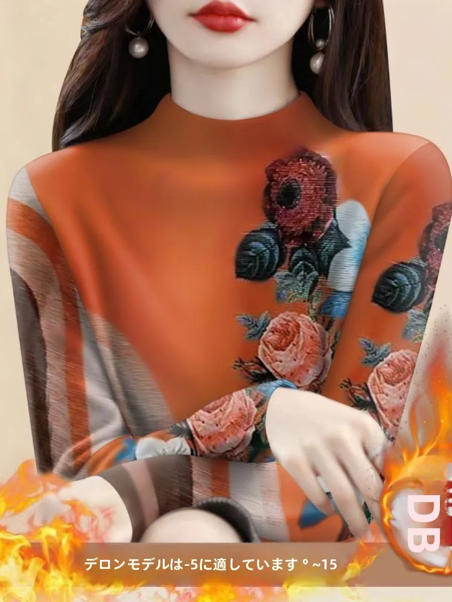 両面ドイツベルベット長袖tシャツ保温プリントハーフハイカラー秋冬ツーピースセットアウター