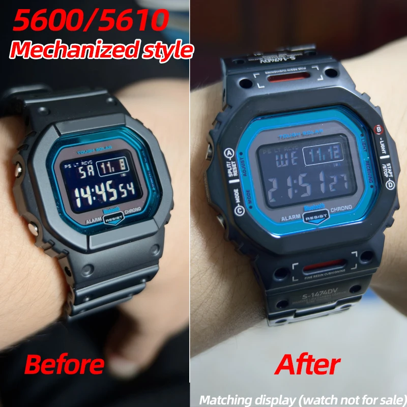 

Комплект для модификации часов Casio: титановый корпус с пескоструйной обработкой, металлический безель из нержавеющей стали (стиль Mech Style) для моделей DW5600, GWB5600, G5600, GWM5610