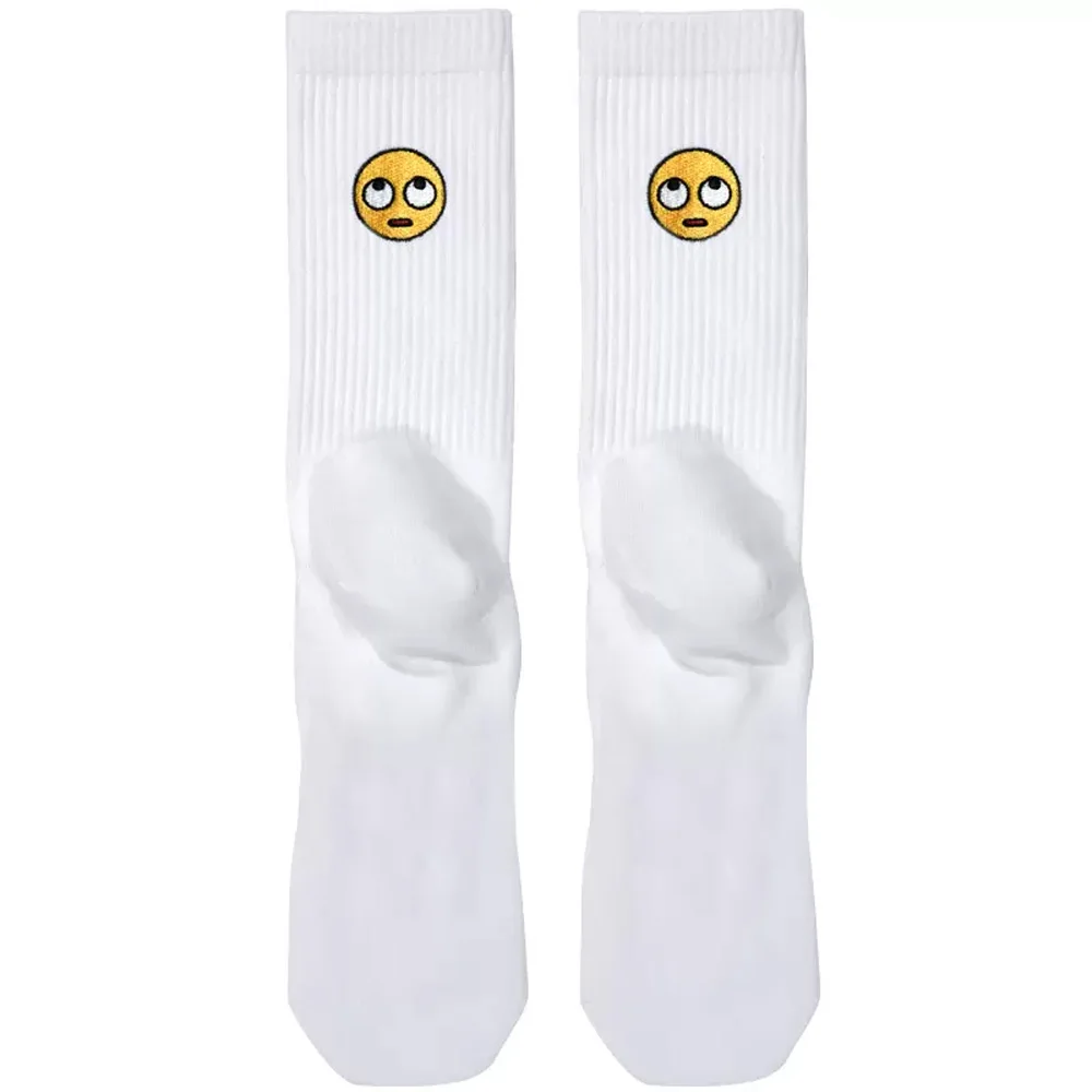 

Men's Embroidered Rolling Eyes Emoji Four Seasons Thin Flat Socks Sports Fitness Cotton Socks