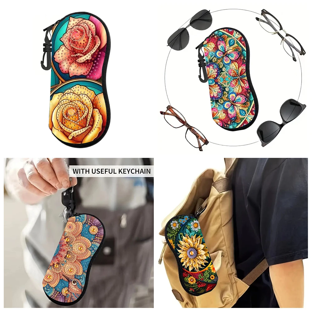 

1pc DIY Diamond Art Sunglasses Case PU Leather Glasses Storage Bags for Daily Use, Travel Carrying, Gifts for Friends and Family