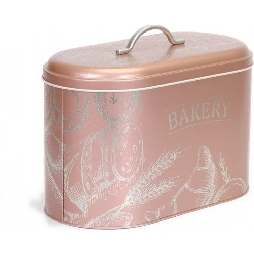 House Pattern Metal Bread Box Oval 10,85 lt