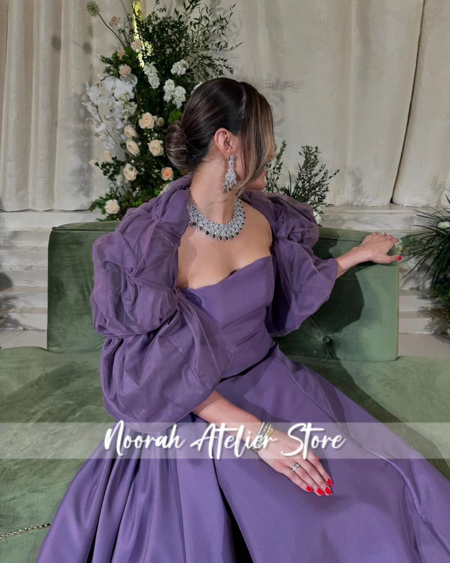 Vestidos de Noche morados sin tirantes de media manga para mujer, vestidos de noche de lujo 2025, vestido de fiesta largo con espalda descubierta y espalda descubierta de Dubái personalizado