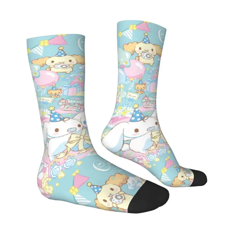 Custom Cinnamoroll Cartoon Men's Crew Socks Unisex Funny Anime Spring Summer Autumn Winter Dress Socks