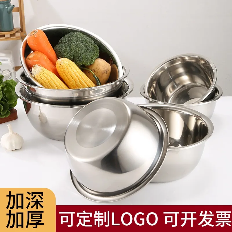 5Pcs Stainless Steel Mixing Bowl Set Fruit Salad Food Tableware Soup Noodles Kitchen Cooking Baking Tools 14/16/20/22/24cm