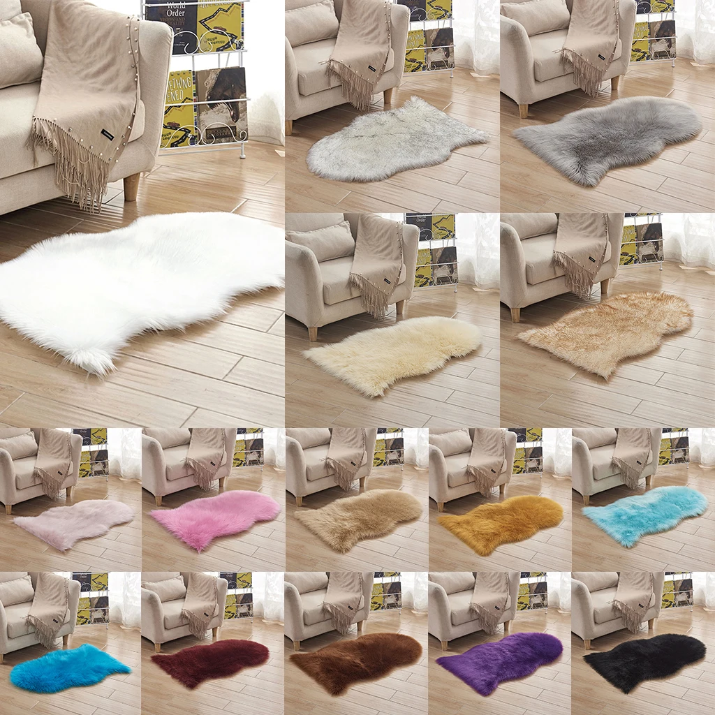 40x60cm Faux Fleece Area Rugs Anti-Skid Yoga Carpet for Living Room