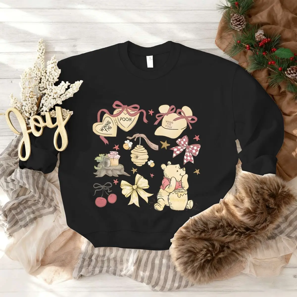 Dolce Winnie The Pooh Natale Ragazze Felpa Divertente Simpatico Anime Orso Y2K Sudaderas Donna Manica Lunga Natale Felpe Regali