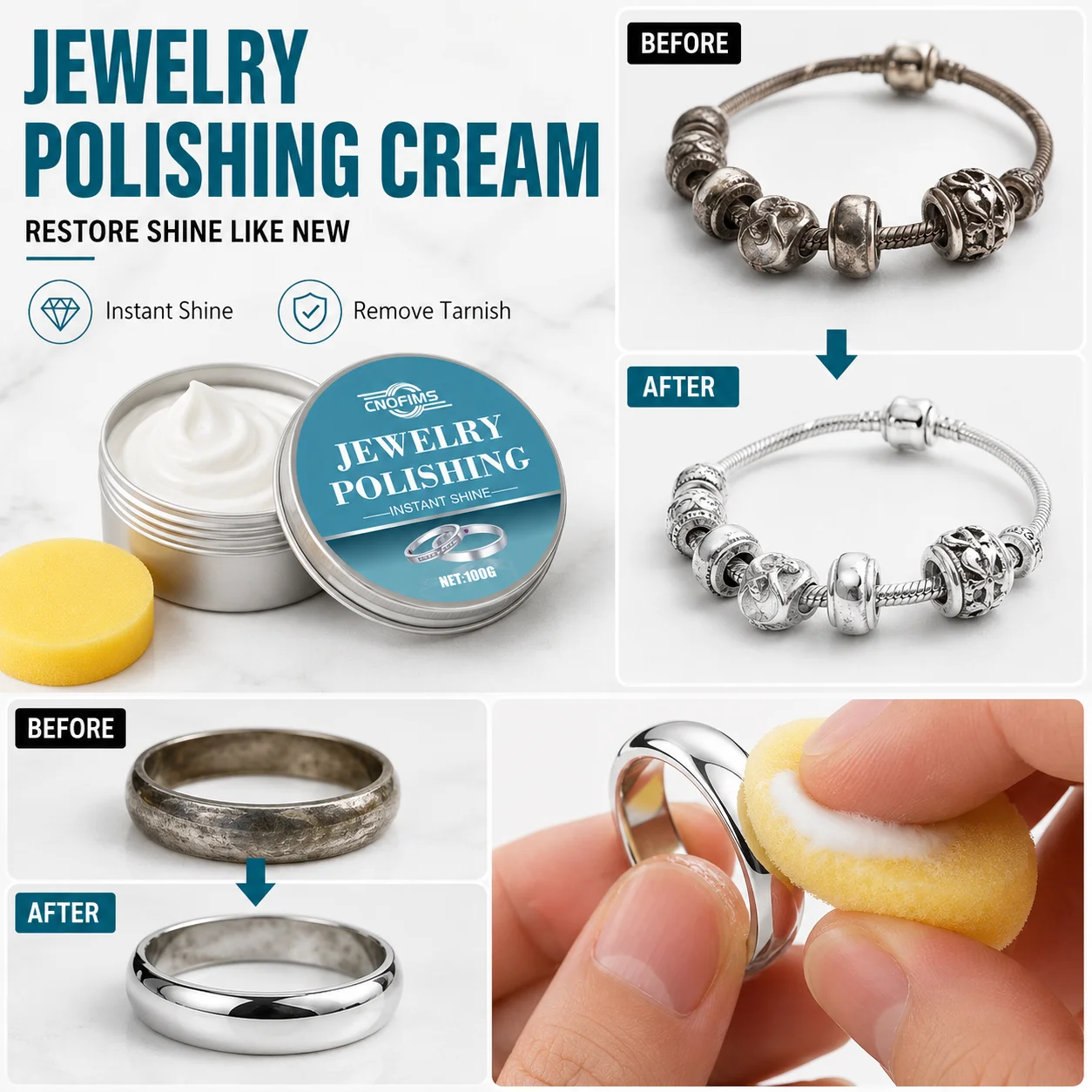 Jewelry Polishing Paste Kit Gold and Silver Jewelry Oxidation Remover and Shine Restorer