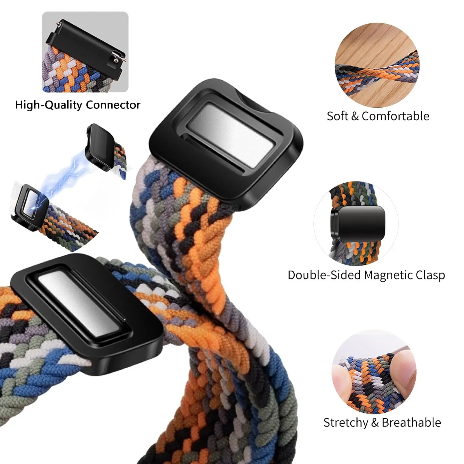 20mm Nylon Braid Magnetic Buckle Strap for Amazfit Active 2 20mm Strap for Amazfit Active/Active 2 20mm Men Women Replace Wrist