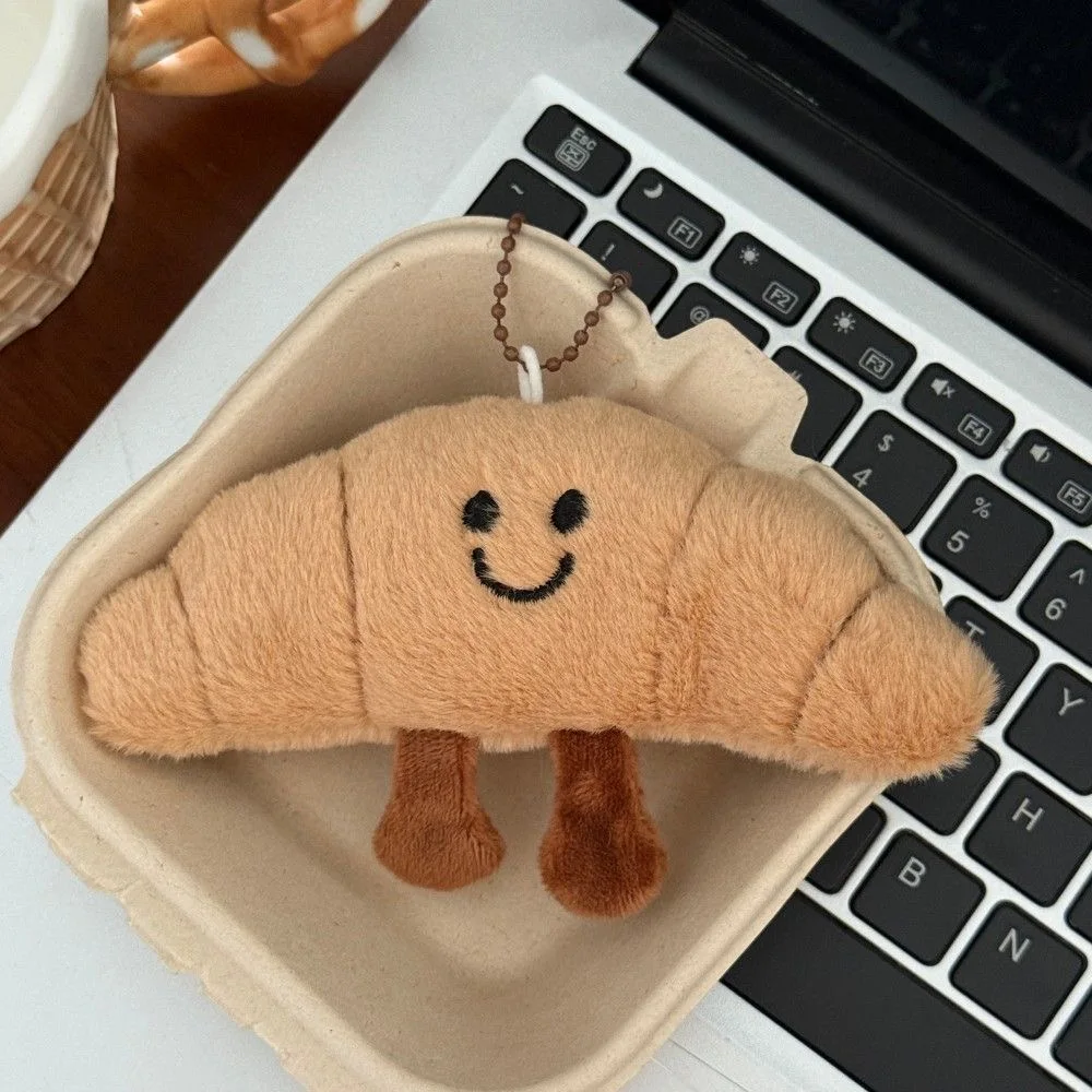 New Creative Plush Keychain Cartoon Baguette/Croissant Design for Car Keys Bag Charm Cute Girl Gift Pendant