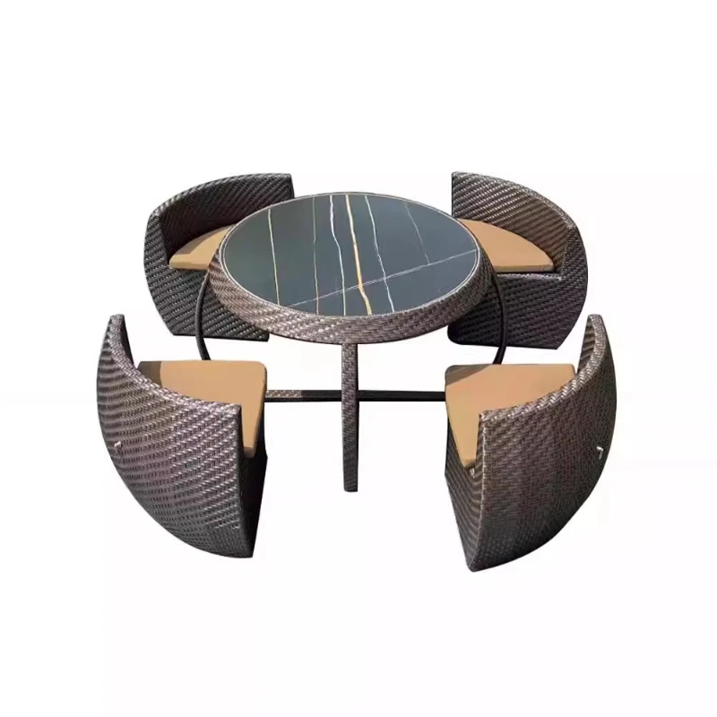 Outdoor leisure tables and chairs courtyard villa terrace rattan chairs outdoor homestay waterproof and sunscreen balcony creati