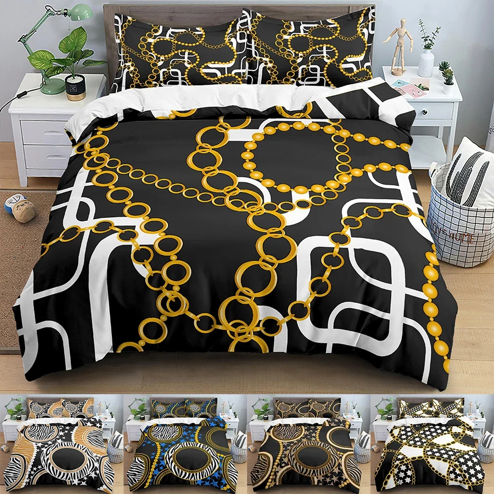 

Duvet Cover Chain Pattern Print Bedding Set Adult Bedroom Comforter Set With Pillowcase Personality Queen King Size Quilt Cover