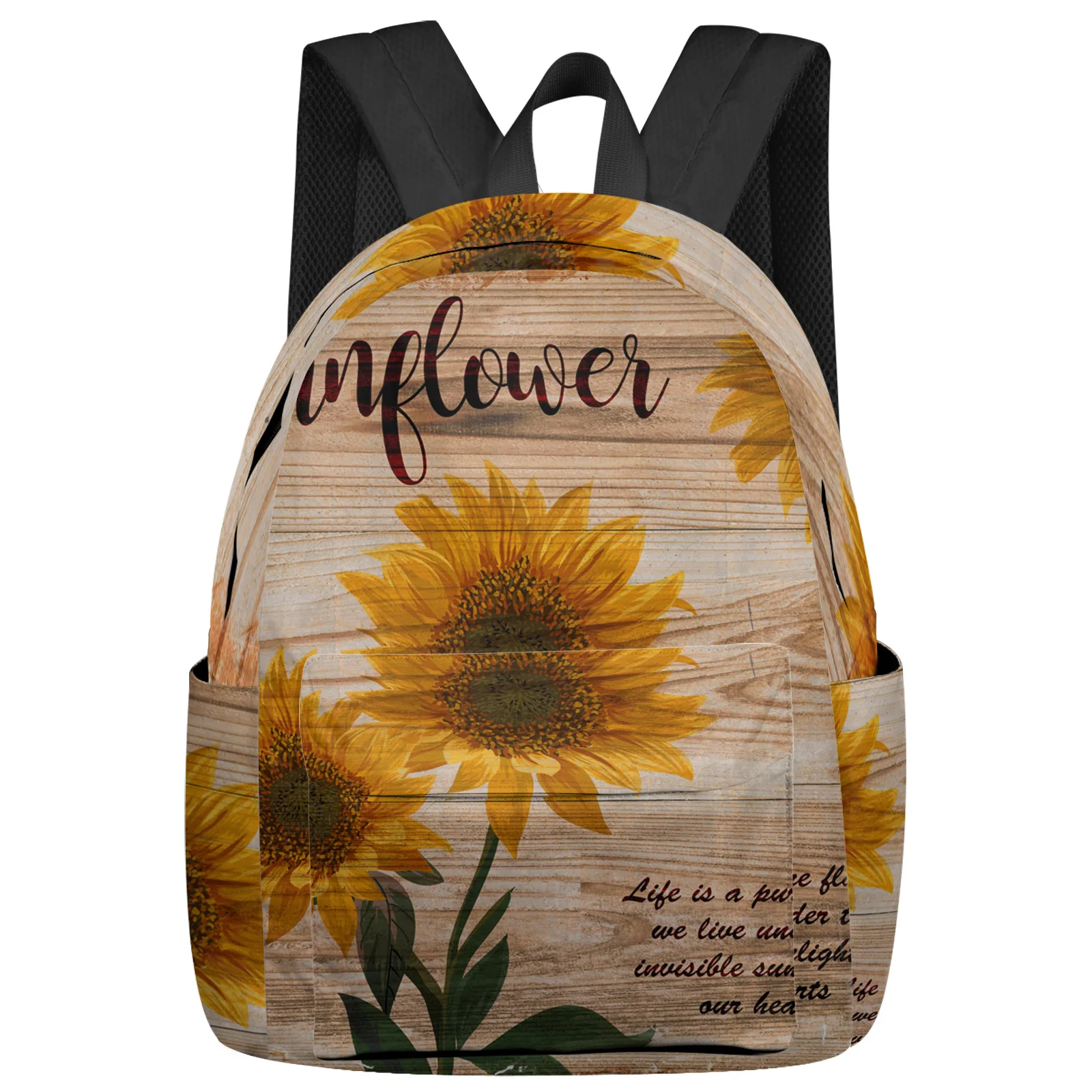 

Farm Retro Sunflower Wood Grain Women Man Backpacks Waterproof School Backpack For Student Boys Girls Laptop Bags Mochilas