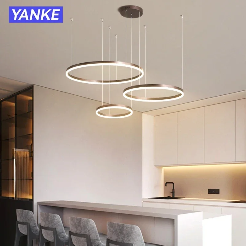 

Современная светодиодная подвесная люстра, круговой потолочный светильник, подвесной светильник, креативное кольцо, светильник для гостиной, спальни, домашний декор