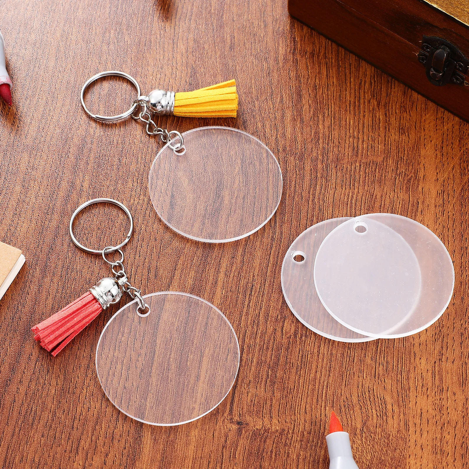 

Multifunction Acrylic Disc Keychain Set Keychains Number Metal Tags Keyring Kit