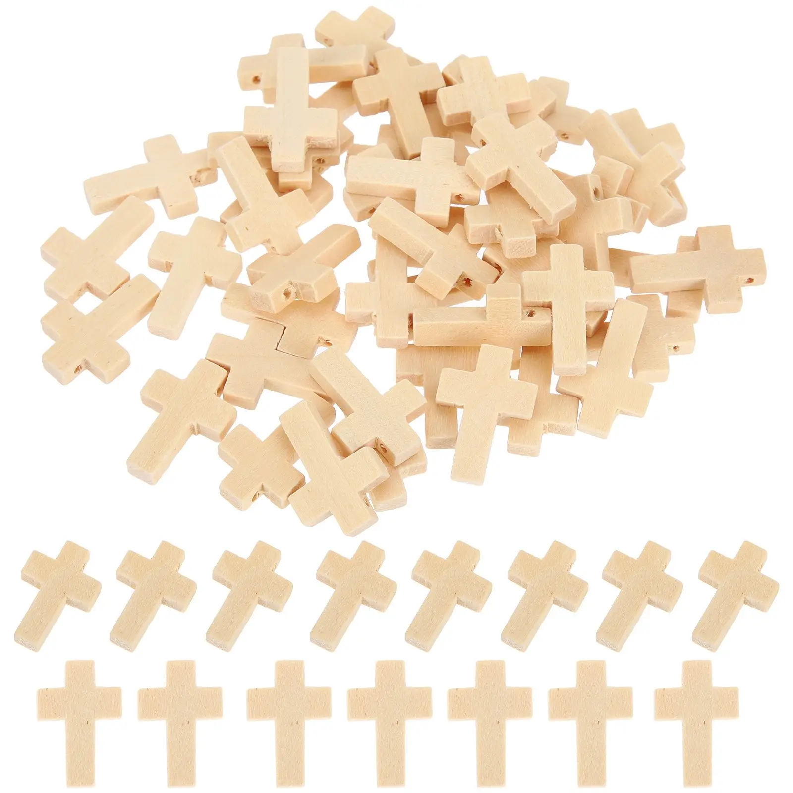 50 Pcs Wooden Cross Pendant Charms Diy Jewelry Making Crafts Safe Material Reliable Durable Long Term Use Cross Shaped Unique
